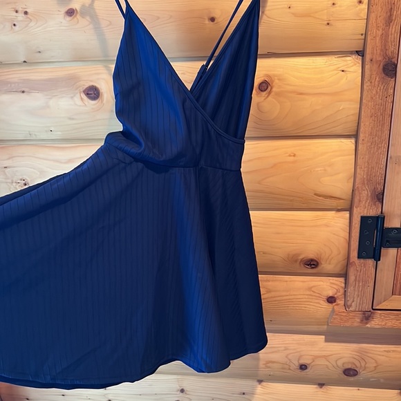 Navy Blue Ribbed Dress - Picture 2 of 4